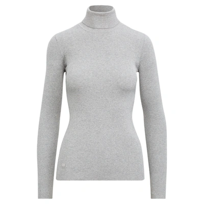 Ralph Lauren Stretch Cotton Turtleneck In Pearl Grey Heather
