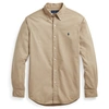 Polo Ralph Lauren Garment Dyed Oxford Shirt Slim Fit Player Logo In Tan Exclusive To Asos