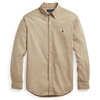 Polo Ralph Lauren Garment Dyed Oxford Shirt Slim Fit Player Logo In Tan Exclusive To Asos In Beige