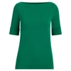 Lauren Ralph Lauren Cotton Boatneck Top In Riding Green