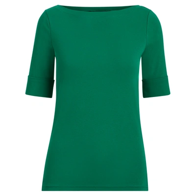 Ralph Lauren Cotton Boatneck Top In Riding Green