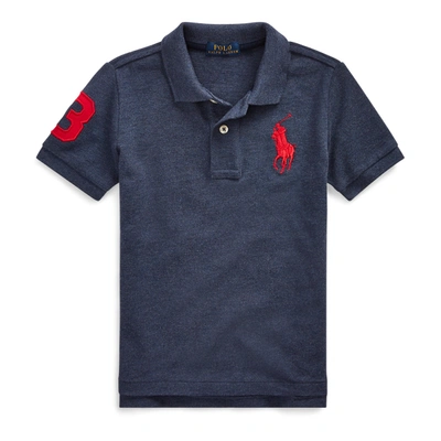 Polo Ralph Lauren Kids' Big Pony Cotton Mesh Polo In Basic Navy Heather