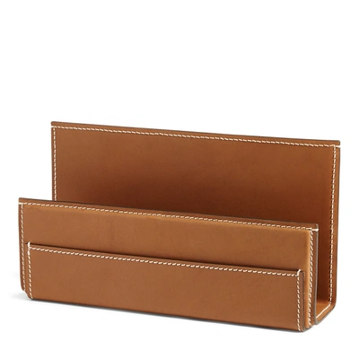 Polo Ralph Lauren Brennan Leather Letter Rack In Saddle