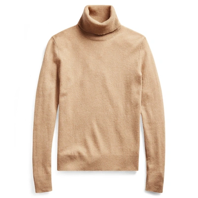 Ralph Lauren Cashmere Turtleneck Sweater In Camel Melange