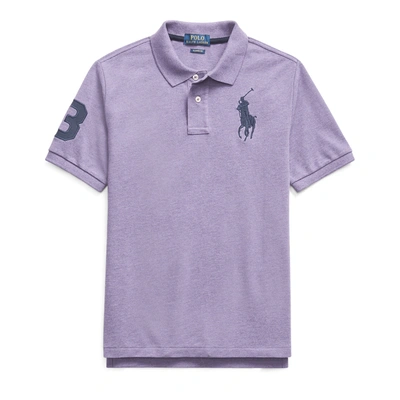 Polo Ralph Lauren Kids' Big Pony Cotton Mesh Polo In Safari Purple Heather