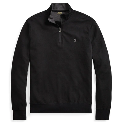 Ralph Lauren Luxury Jersey Quarter-zip Pullover In Polo Black