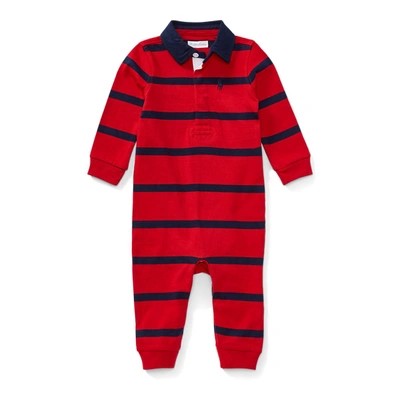 Polo Ralph Lauren Striped Cotton Rugby Coverall In Rl Red Multi