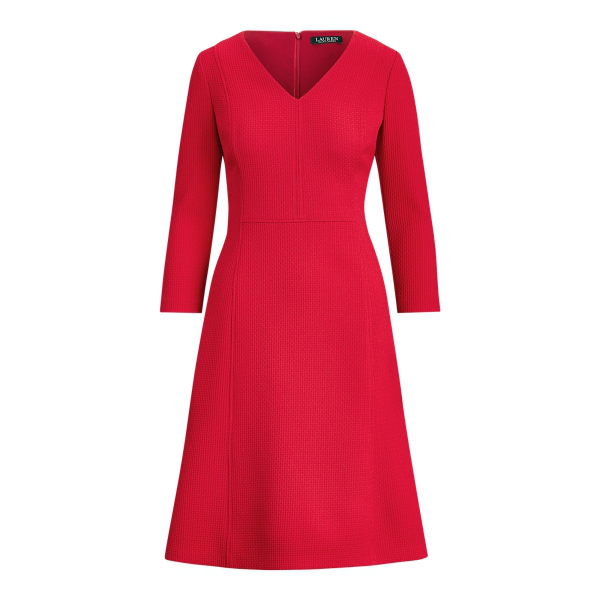 Lauren Ralph Lauren Dobby Fit-and-flare Dress In Parlor Red | ModeSens