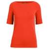 Lauren Ralph Lauren Cotton Boatneck Top In Sporting Orange