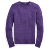 Ralph Lauren Cable-knit Cashmere Sweater In Bright Violet Heather