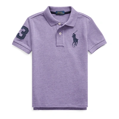 Polo Ralph Lauren Kids' Big Pony Cotton Mesh Polo In Safari Purple Heather