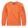 Polo Ralph Lauren Kids' Cable-knit Cashmere Sweater In Creole Orange Heather