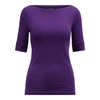 Lauren Ralph Lauren Cotton Boatneck Top In Royal Purple