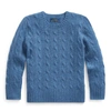 Polo Ralph Lauren Kids' Cable-knit Cashmere Sweater In Blue Melange