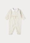 Polo Ralph Lauren Babies' Woven-collar Cashmere Coverall In Light Grey Heather