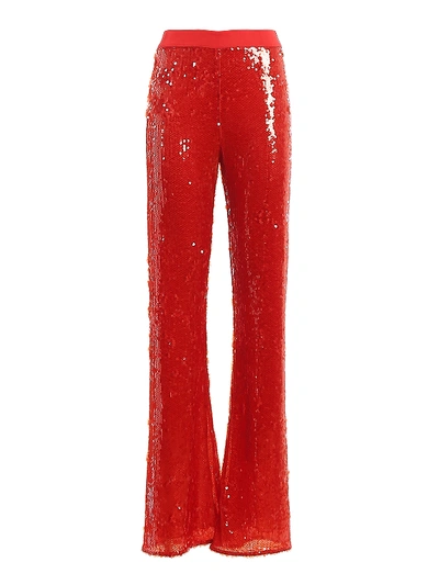 Patrizia Pepe High Waist Sequin Embellished Trousers In Red
