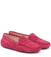 Tod's Gommino Suede Loafers In Magenta