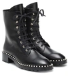 Stuart Weitzman Reverie Leather Lace-up Booties In Black