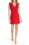 French Connection Whisper Ruffle Minidress In True Red