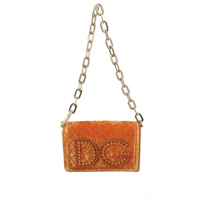 Pre-owned Dolce & Gabbana Dg Girls Orange Velvet Clutch Bag