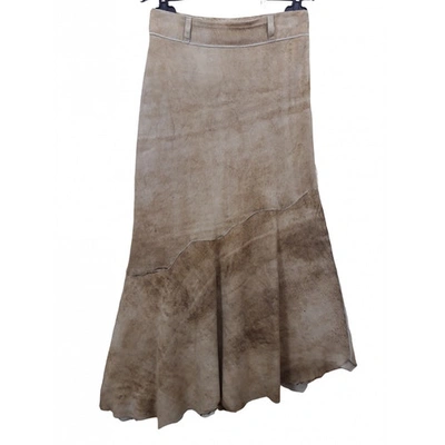 Pre-owned Roberto Cavalli Camel Exotic Leathers Skirt