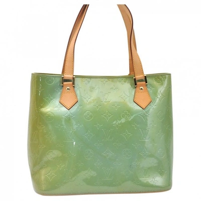 Pre-owned Louis Vuitton Houston Green Patent Leather Handbag