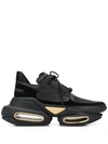 Balmain B-bold Leather Sneakers In Black