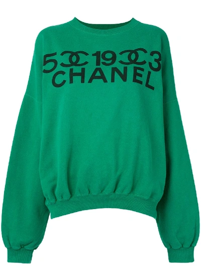 Pre-owned Chanel Logo Print Sweatshirt In Green