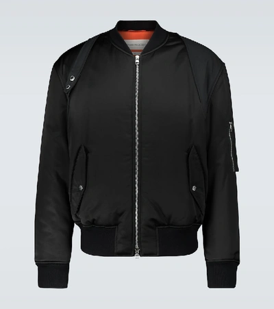 Alexander Mcqueen Black Light Satin Harness Bomber Jacket
