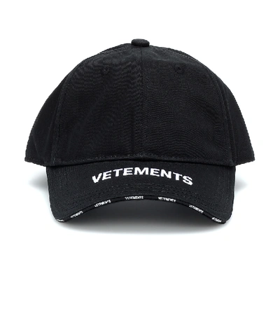 Vetements Logo-embroidered Cotton-canvas Baseball Cap In Black