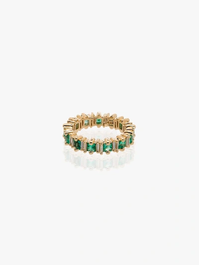 Suzanne Kalan 18kt Yellow Gold Emerald And Diamond Ring In Yellow Gold/green