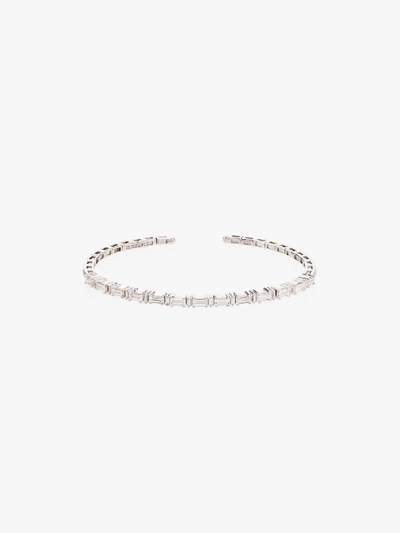 Suzanne Kalan 18k White Gold Fireworks Horizontal Diamond Bracelet In Metallic