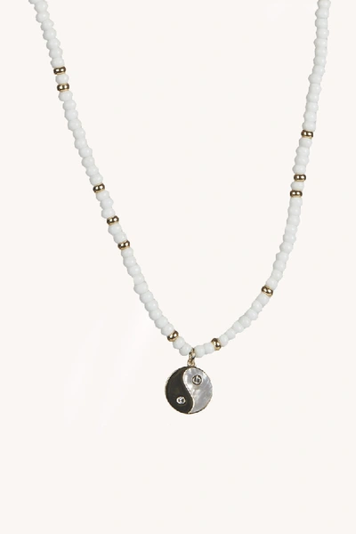 Rebecca Minkoff Beaded Yin-yang Pendant In Dark White