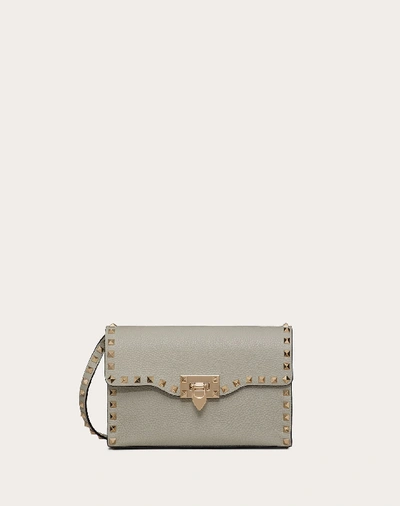 Valentino Garavani Small Rockstud Grainy Calfskin Crossbody Bag In Opal Grey