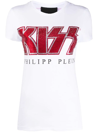 Philipp Plein Kiss Embellished T-shirt In White