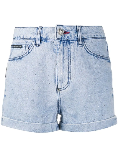 Philipp Plein Denim Shorts In Blue