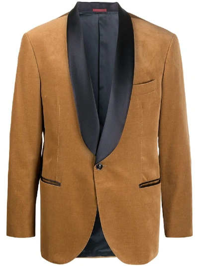 Brunello Cucinelli Contrasting Lapel Dinner Suit In Brown