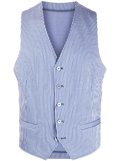 Emporio Armani Striped Waistcoat Jacket In Blue