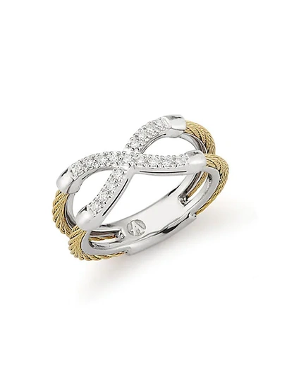 Alor 18k Yellow Gold, Stainless Steel & Diamond Ring