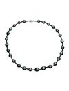 Belpearl 14k White Gold, 9-11mm Tahitian Pearl & Black Spinel Necklace