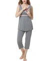 Kimi & Kai Penny Maternity/nursing Pajamas Set In Gray