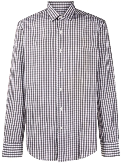 Lanvin Check Print Shirt In Grey