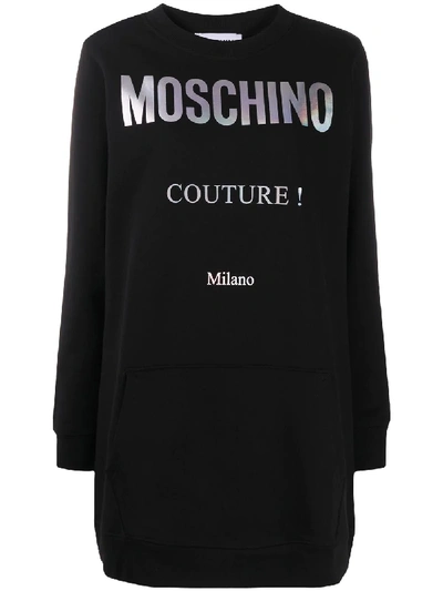 Moschino Couture Logo Sweatshirt Dress In Black