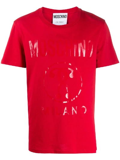 Moschino Double Question Mark Jersey T-shirt In Red