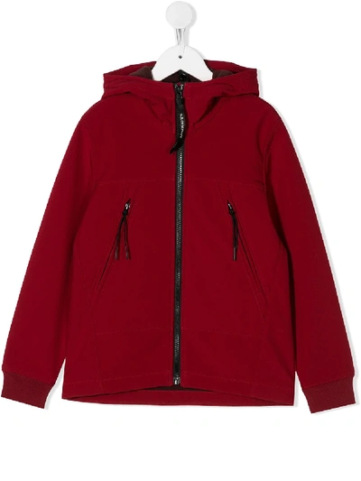 C.p. Company Kids' Long Sleeve Hooded Jacket In Red