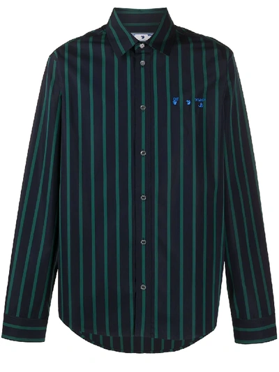 Off-white Striped Pivot Shirt In Blue
