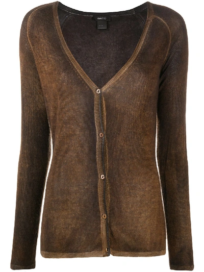 Avant Toi Raglan-sleeves V-neck Cardigan In Brown