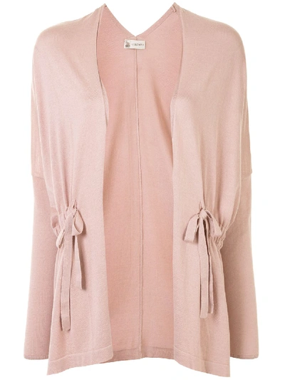 Colombo Tie Detail Open Front Cardigan In Pink