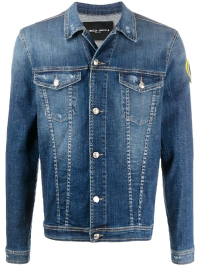 Frankie Morello Embroidered Buttoned Denim Jacket In Blue
