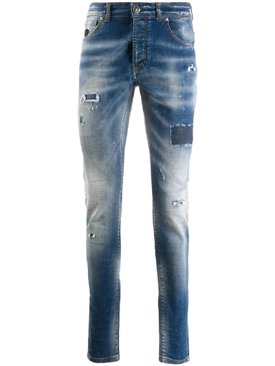 John Richmond Skinny-jeans Im Distressed-look In Blue